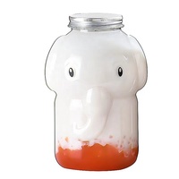Bouteilles en plastique PET transparentes jetables en gros de 500 à 700 ml en forme d'éléphant pour boissons, thé à bulles, café, jus, avec bouchons filetés