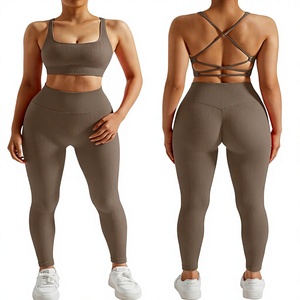 Women High <b>Stretch</b> Performance Leggings Breathable Sports <b>Bra</b> Gym Activewear Set - Product Image 1