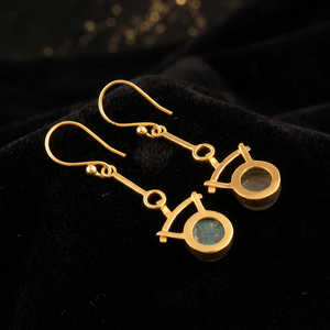 Trending Jewelry Natural Flashy Labradorite Designer <b>Earring</b> Brass 18k Gold Plated Round Shape Gemstone Dangle Drop <b>Earrings</b> - Product Image 6