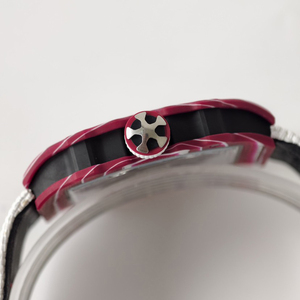 เคสคาร์บอนไฟเบอร์สีชมพู 6702 นาฬิกาข้อมือผู้ชายสุดหรู นาฬิกากลไกแบบโครงกระดูก สายไนลอนสีขาว นาฬิกาสปอร์ตธุรกิจ - Product Image 3