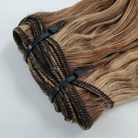 Extensions de cheveux tissées à la machine 100% naturelles, double trame, qualité salon, couleur mèches blondes, ondulation naturelle, vente en gros