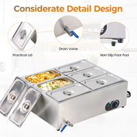 Gewerblicher Elektrischer Tisch-Speisewärmer mit 2/3/4/6 Behältern aus Edelstahl, Bain Marie für Buffet, Catering, Hotels und Restaurants
