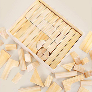 Juego de bloques de construcción de madera de 50-100 piezas para niños de 2 a 6 años, juguete educativo, bloques de construcción de madera natural - Product Image 1