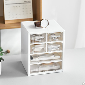 Desktop <b>Storage</b> Organizer Multi Layer <b>Drawer</b> Type With Partitions Square Shape Standing Type Office Supplies Stationery <b>Box</b> - Product Image 1
