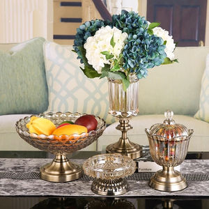 Bandeja redonda de vidrio para servir fruta, cuenco de cristal de metal, cesta de fruta, KTV bar hotel, plato de cristal de lujo - Product Image 4