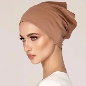 Toptan kadın underhat pamuklu jarse iç şapka başörtüsü tüp başlığı islami başörtüsü elastik Undercap
