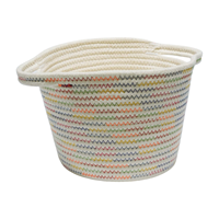 Panier de rangement rond en tissu pliable, moderne et minimaliste, en corde de coton tressée, écologique, pour cosmétiques, jouets, clés, bijoux, articles de toilette