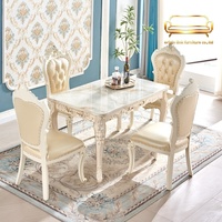 Ensemble table et chaises de salle à manger de style européen, imprimé, en bois massif, design moderne minimaliste, économique, pour usage domestique, rectangulaire