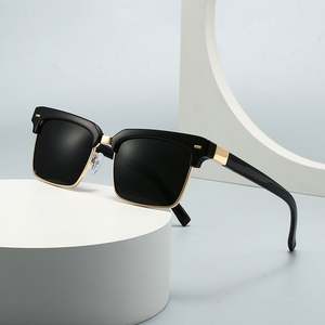 Lunettes de soleil rétro 2025 personnalisables avec logo, pour hommes et femmes, avec rivets, verres dégradés transparents, protection UV400, monture carrée demi-cerclée, pour la conduite - Product Image 1