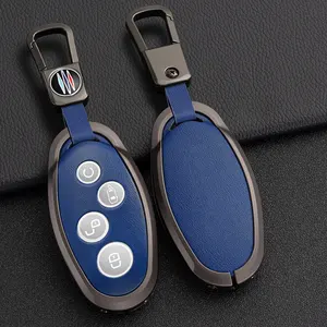 Accessori protettivi per chiave auto in metallo in lega di zinco + custodia per chiave remota in pelle compatibile con chiavi auto BYD