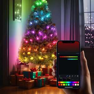 Guirnalda de Luces LED RGB para Interiores, 100 Luces, Clasificación IP55, Luces Decorativas para Árbol de Navidad, Luces de Colores Cambiantes, Enchufe de Pared, Manual - Product Image 4