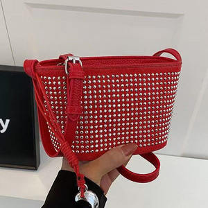 Sparkling Diamond Decor Bucket Bag Bolso de mano y bandolera de cuero PU para mujer - Product Image 1