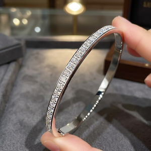 Bracelets et joncs de luxe SGARIT sur mesure en or 18 carats avec diamants de laboratoire certifiés IGI, taille brillant rond, cadeau pour femme - Product Image 2