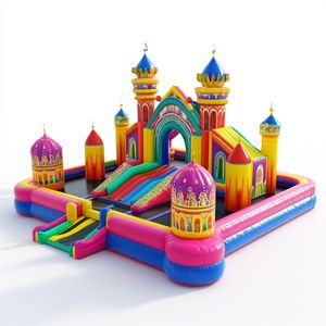 Casa gonfiabile gonfiabile portatile gonfiabile della città del parco gigante con la luna di Ramadan e le stelle - Product Image 5