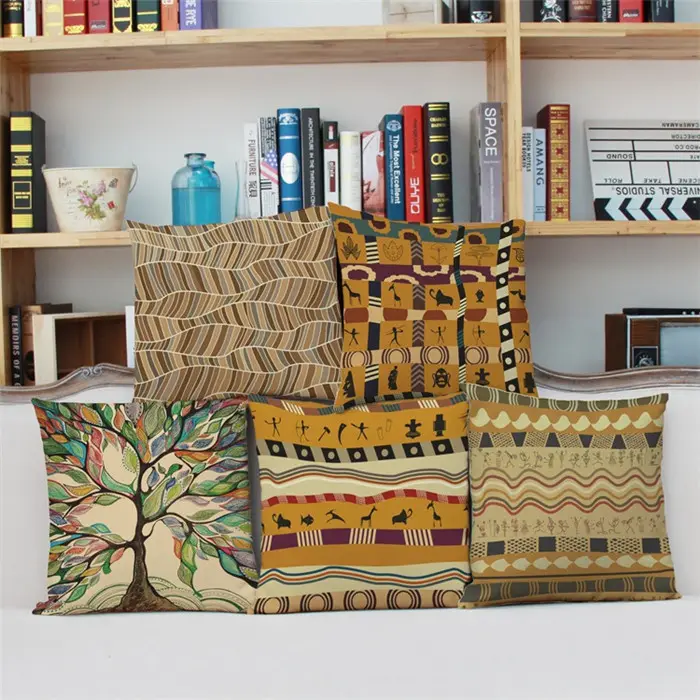 Penjualan Terbaik Indian gaya Bohemian bantal sarung Sofa rumah dekoratif katun Linen bantal penutup untuk 18x18 inci