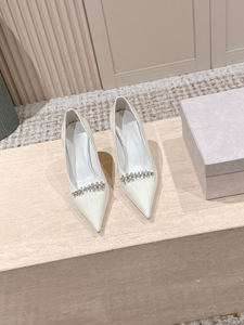 Jimmy Women's Slip On Stiletto Heels with Crystal Accent <b>Closed</b> <b>Toe</b> Dress Shoes for Occasions Chooing - Product Image 5