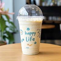 Emballage en plastique jetable PET tasse transparente avec couvercle boisson froide à emporter glace café latte jus smoothie verre 16 oz 12 oz