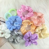 Accessoires pour cheveux en dentelle à imprimé floral de style coréen, satin fluorescent, entièrement faits à la main, pour femmes