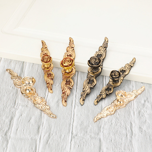 Koppalive đồ nội thất phần cứng Rose Flower Retro Antique Brass cửa nhà bếp tủ quần áo ngăn kéo tủ xử lý với trở lại tấm - Product Image 4
