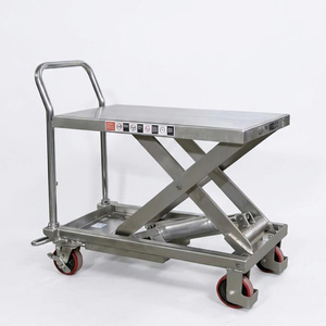 Carro Elevador de Tijera de Acero Inoxidable, Capacidad de 1000 kg, Elevación Hidráulica Manual, Uso en Logística de Almacén - Product Image 2