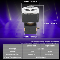 Phare de voiture à LED bi-laser de 1,5 pouce, projecteur de retrofit, feux de croisement 35W 8000Lm, feux de route 50W 10000Lm, 3000-6500K