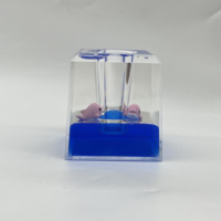 Porte-stylo décoratif transparent multifonctionnel, papeterie liquide colorée avec flotteurs mignons, pingouin et dauphin fantaisie