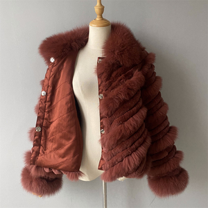 Cappotti <span class=keywords><strong>in</strong></span> Vera <span class=keywords><strong>Pelliccia</strong></span> di Volpe e Coniglio per Donna, Eleganti e Morbidi, Reversibili, Personalizzabili, Vendita all'Ingrosso - Product Image 5