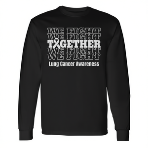 T-shirt à manches longues pour la sensibilisation au cancer pulmonaire – Nous combattons ensemble – Unisexe, col rond, pour adultes – Événements de marche et de course – Sérigraphie - Product Image 2
