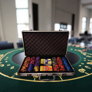 Caja de Fichas Vacía de Aluminio Resistente Bby <span class=keywords><strong>ALBOX</strong></span> para Texas Hold'em y Blackjack, Juego de 750 Fichas de Póker con Estuche de Transporte y Dados - Product Image 4