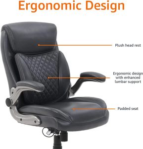 Silla Ejecutiva de Oficina de Cuero Sintético 2025 con Soporte Lumbar Ergonómico 3D Incite y Reposabrazos Abatibles - Product Image 6