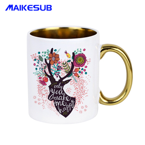 Tasse à Sublimation en or 11oz, en céramique unie, personnalisée, avec poignée en or, livraison gratuite - Product Image 6