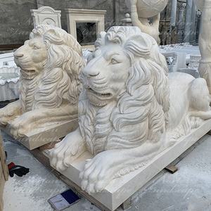 야외 장식 de jardin 대형 큰 대리석 돌 사자 Chinois 정원 조각상 공예 판매 후 개 동상 - Product Image 5