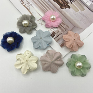 Accesorios de tela con flores y perlas, malla plana para ropa, tocados, zapatos, sombreros, manualidades florales - Product Image 3