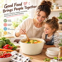 Casserole antiadhésive avec poignées style bois, grande marmite pour soupes, ragoûts, pâtes, légumes et repas en famille