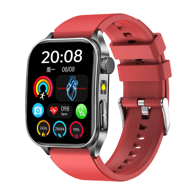 TKYUAN OEM Wholesale Heart Rate Blood Pressure Monitoring E810 Health 1.96" Large Screen ECG Smart Watch with SOS Emergency Call