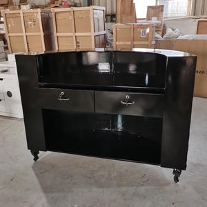 RD02 Bancone Reception Curvo in Velluto <span class=keywords><strong>Rosso</strong></span> Trapuntato per Salone di Bellezza, Vendita Calda - Product Image 3