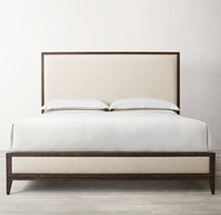 Ensemble de lit moderne en bois de chêne massif et tissu, 1,8 m, taille personnalisable, meubles de designer pour appartement et villa