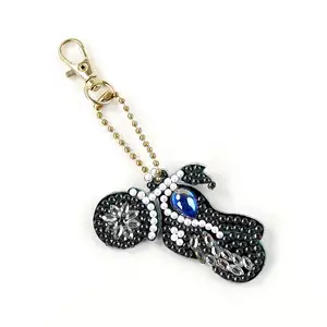 1 Pieces 5D Diy Diamond Painting Keychain Key Rings Motorcycle Pattern