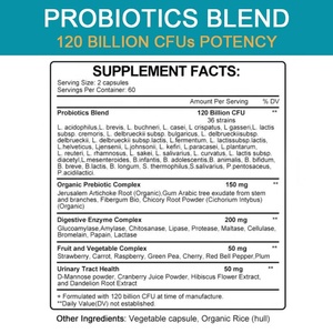 Capsules de probiotiques 120 milliards d'UFC 36 souches Supplément pour adultes Prébiotiques Enzymes digestives Soutien intestinal et immunitaire <span class=keywords><strong>Prix</strong></span> usine - Product Image 4