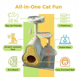 Árbol rascador para gatos todo en uno, ecológico y que ahorra espacio, con casa de sisal y estantes de escalada, en embalaje de cartón. - Product Image 5