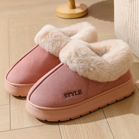 Bottes de neige en daim pelucheux écologiques, épaisses, chaudes, antidérapantes en EVA, à bout fourré, motif uni, pour femmes et hommes, intérieur, printemps, automne, hiver