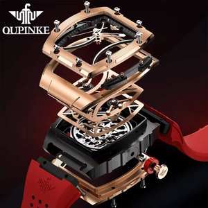 Top Brand OUPINKE 3215 Fashion Man Mechanical <b>Watch</b> Waterproof Square <b>Watches</b> <b>for</b> <b>Men</b> <b>Skeleton</b> Automatic Casual Man's <b>Watch</b> 2025 - Product Image 4