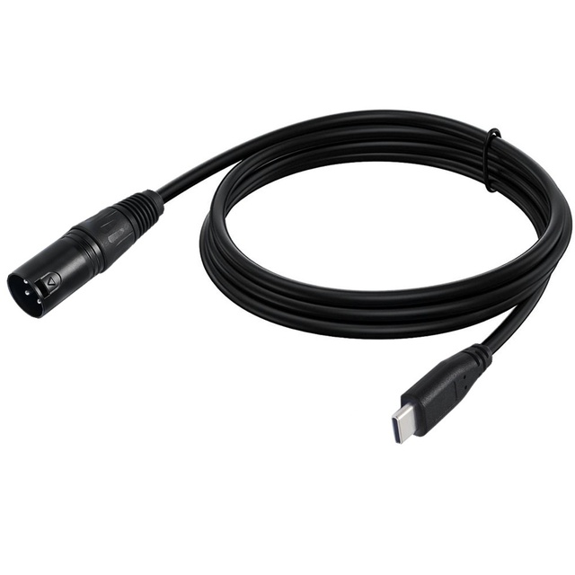 USB Type-C to XLR Male/Female Dual Channel Microphone Cable with PVC Jacket and Braid Shielding 1m