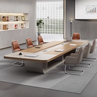 Meubles de bureau modernes en bois et MDF, table de réunion et ensemble de chaises, table de conférence pour 12 personnes