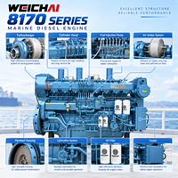 Moteur diesel marin WEICHAI 8170ZC1000-5, 735 kW, 986 CV, 1500 tr/min, 8 cylindres, turbocompressé, pour bateau de pêche, navire de transport