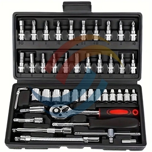 46pcs Multi-Functional Auto Repair <strong>Wrench</strong> <strong>Set</strong> Universal Manual Tool Box <strong>Small</strong> Hand Tools Including Socket <strong>Set</strong> - Product Image 2