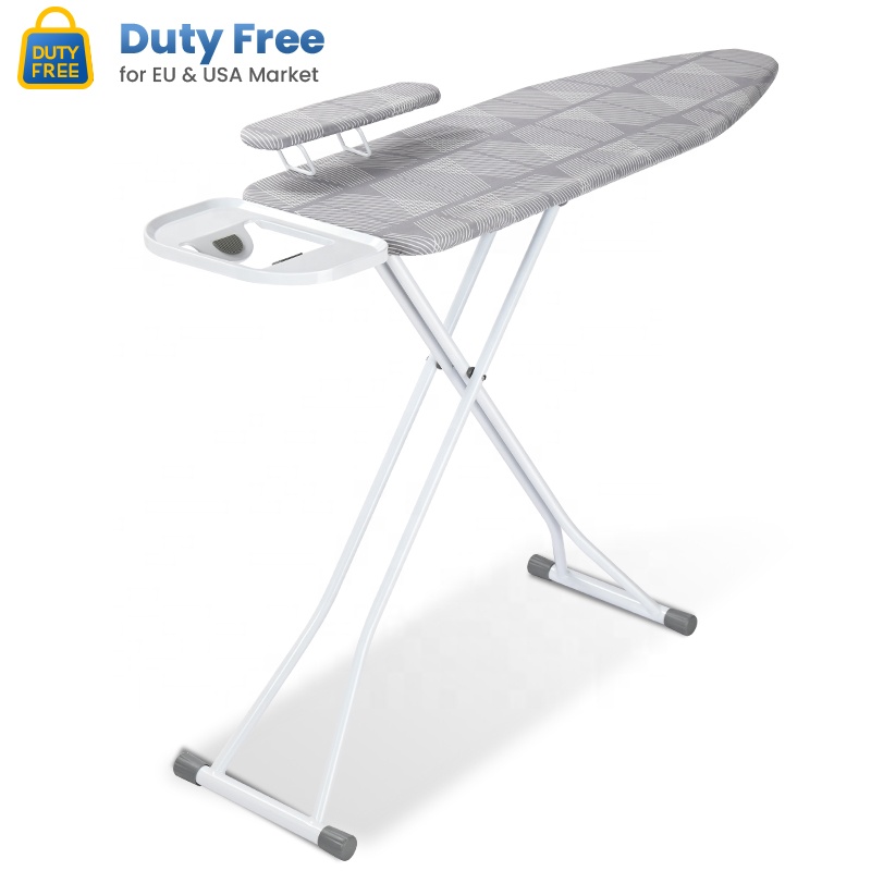 WIREKING Foldable Ironing Board with Detachable Sleeve Board Classic Steel Ironing Board 100% Cotton Cover