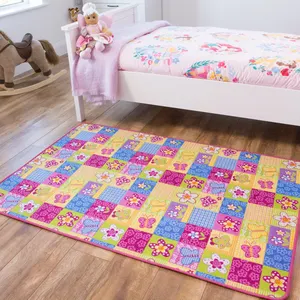 Pink Colorful Butterfly Girl Kids Playroom Mat