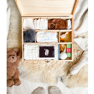 Caja organizadora de memoria de primer año para bebé, de madera de pino Natural, personalizada, artesanal, grande - Product Image 4