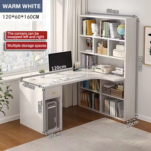 Scrivania ad Angolo in Legno con Libreria per Studio e Ufficio - Product Image 5